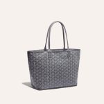 Goyard Goyardine Artois Tote PM Grey Canvas & Chevroches Calfskin Palladium Hardware - Image 2